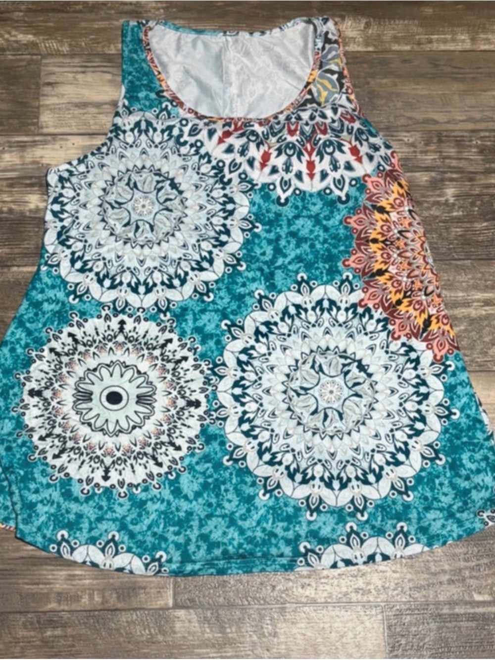 Girls Teal Mandala Print Tank Top